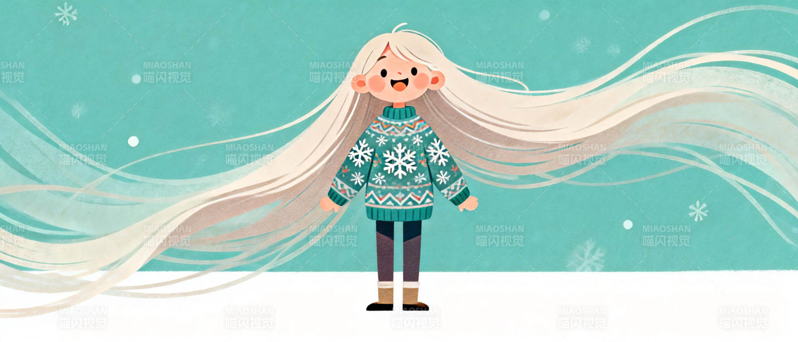 冬日长发女孩图片