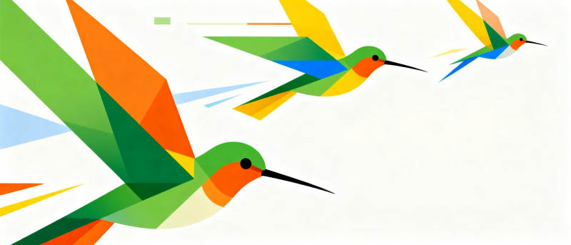 几何蜂鸟飞翔图片