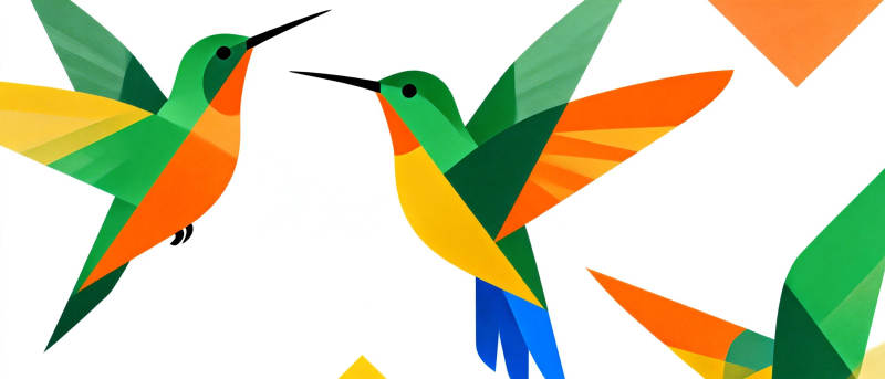 几何蜂鸟飞翔图片