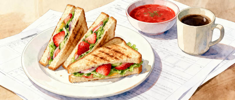 草莓三明治早餐图片