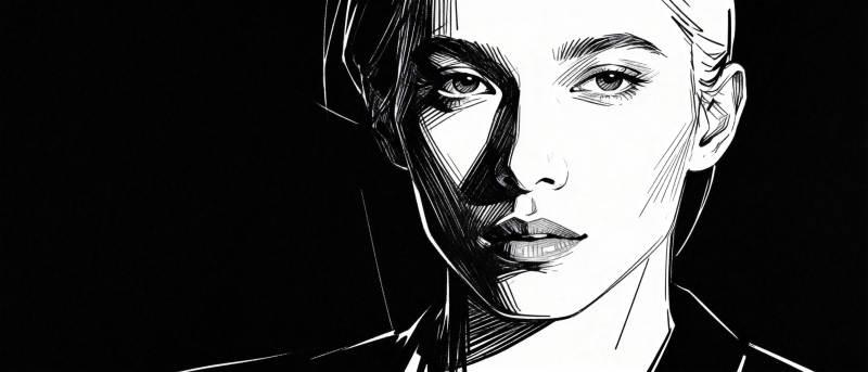 黑白线条肖像图片