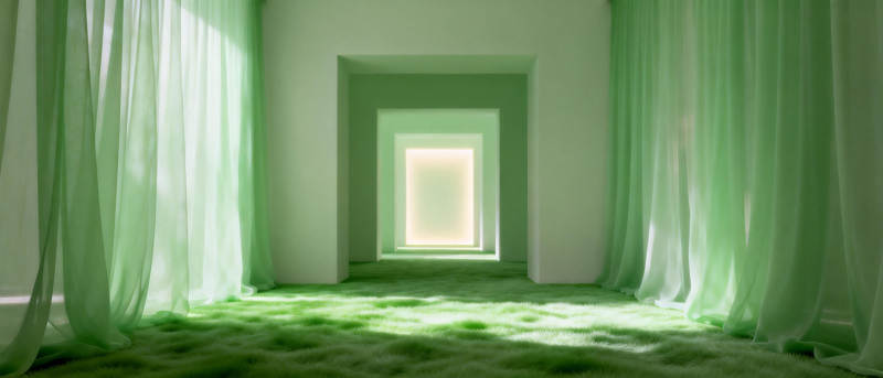 绿意盎然的走廊图片