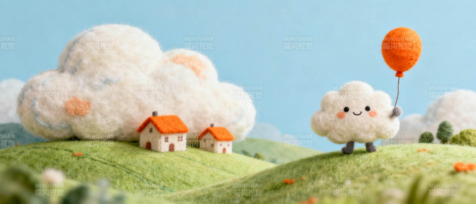 云朵小屋与气球图片
