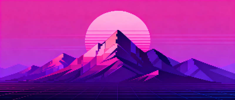 霓虹山峦日落图片