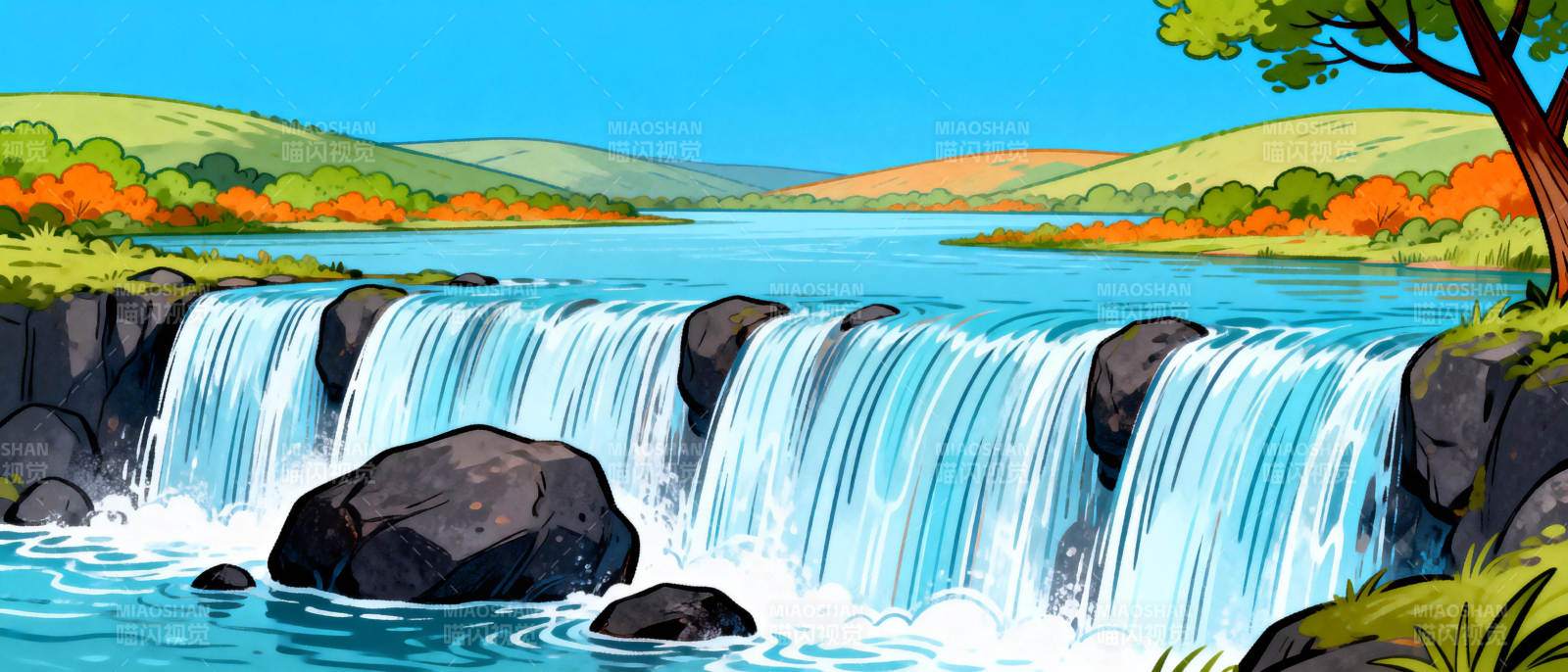 山水瀑布美景图片