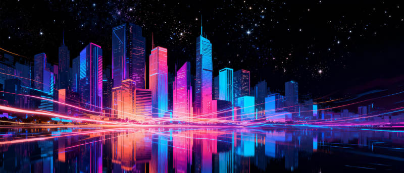 霓虹都市夜景图片