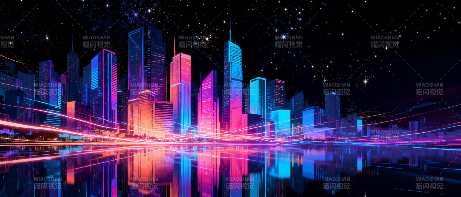 霓虹都市夜景图片