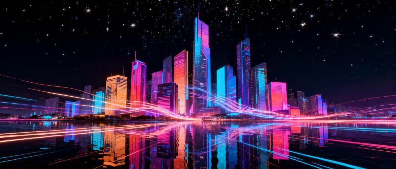 霓虹都市夜景图片