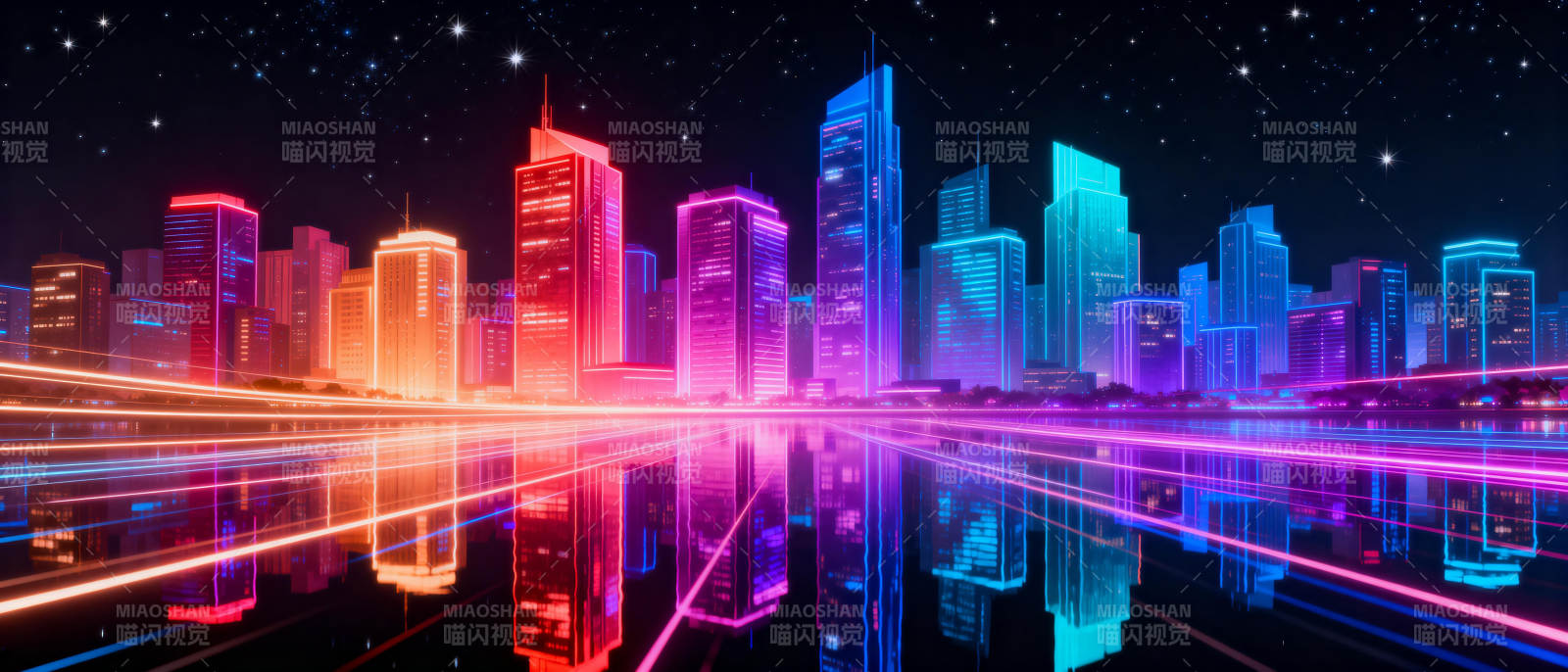 霓虹都市夜景图片