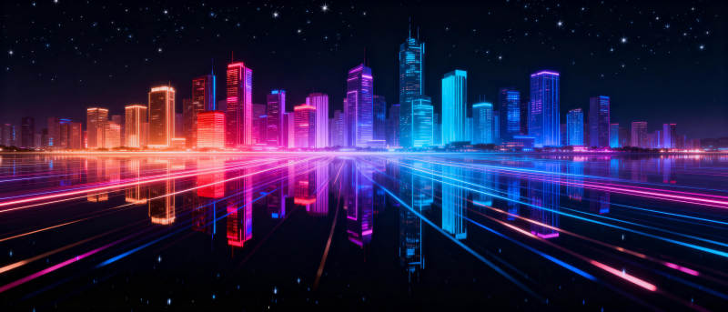 霓虹都市夜景图片