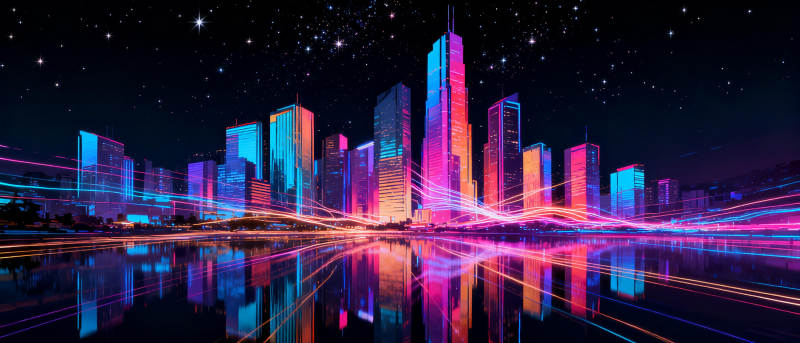 霓虹都市夜景图片