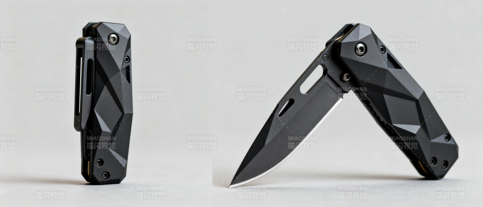 黑色折叠刀展示图片