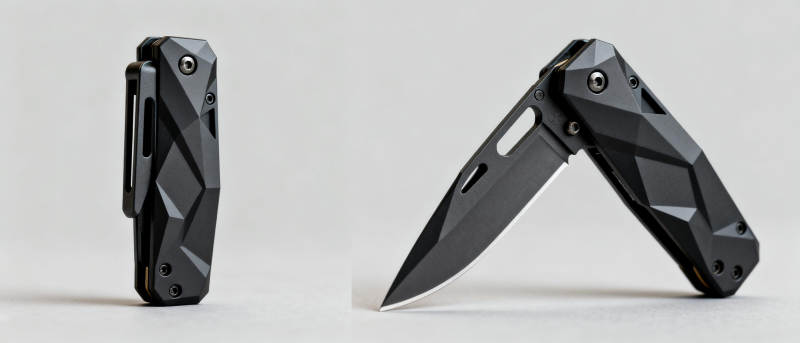 黑色折叠刀展示图片