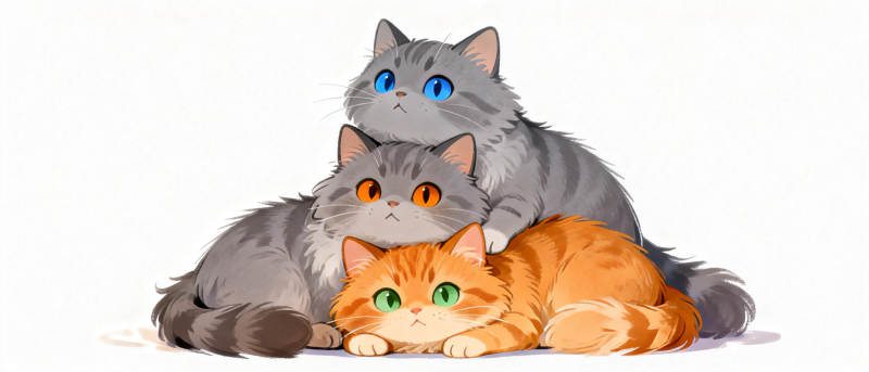 三猫依偎图图片