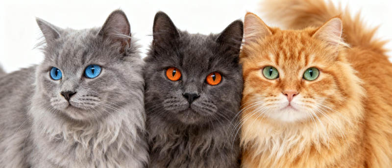 三只猫咪并排坐图片