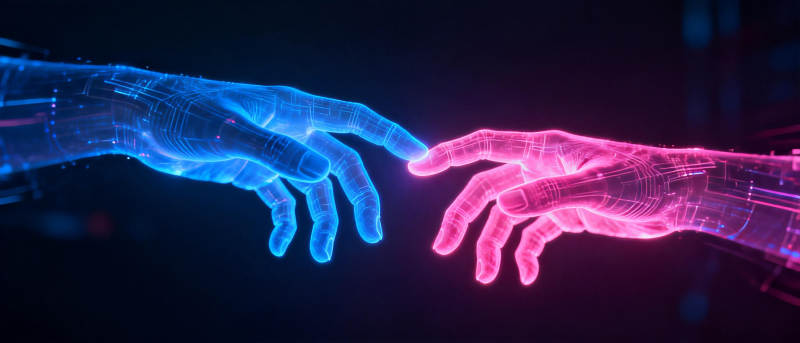 科技之手相触图片