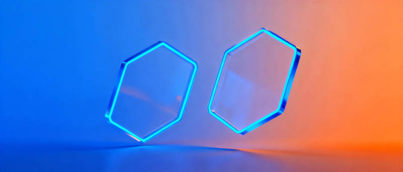 双色六边形光影图片