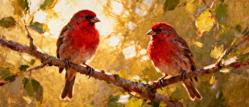 双鸟栖枝 秋色斑斓图片