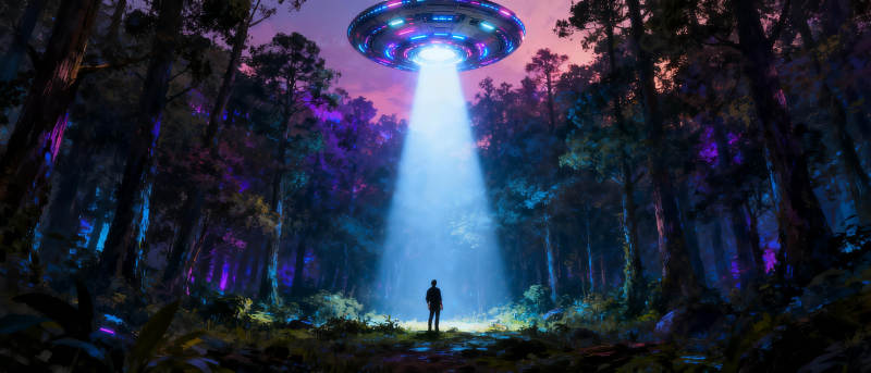 森林中的UFO奇遇图片