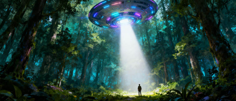 森林中的UFO奇遇图片