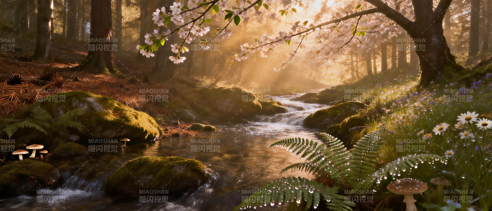 晨光溪林图片