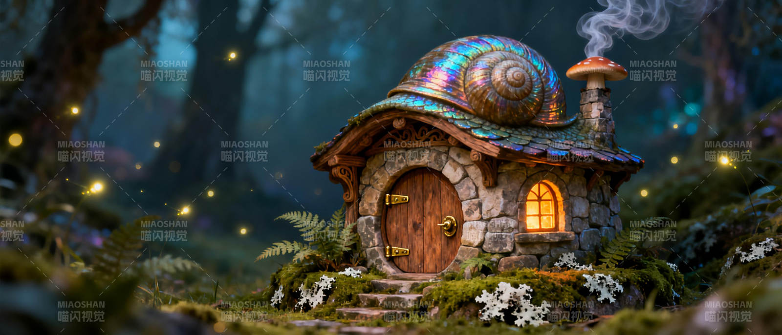 梦幻蜗居森林夜景图片