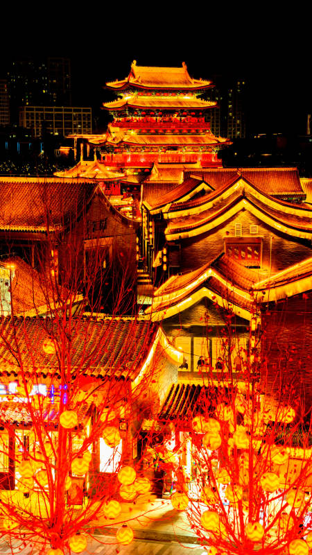 夜幕下的沧州朗咛楼图片