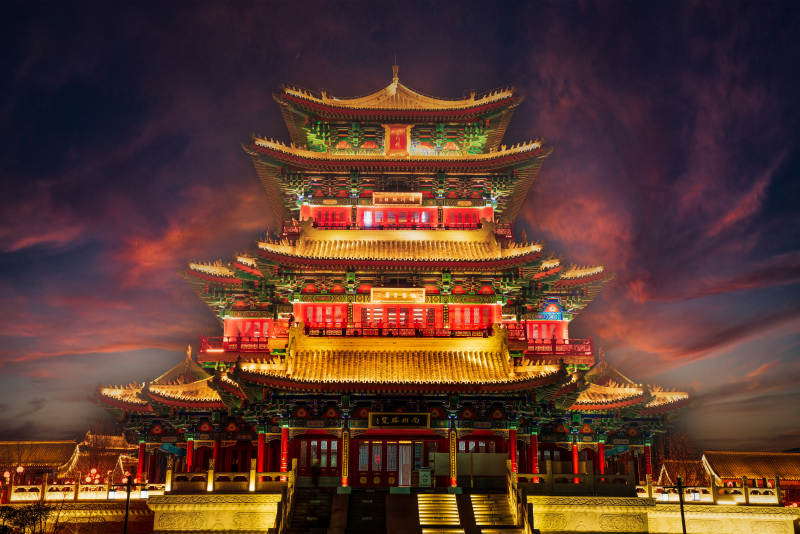 沧州南川楼夜景图片