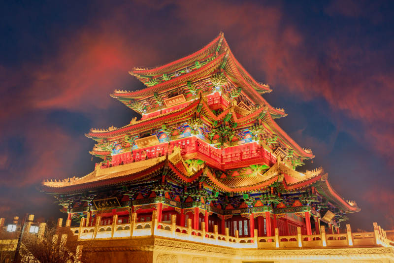 夜色中的沧州南川楼图片