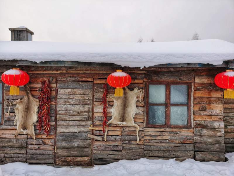 东北雪乡 雪屋红灯迎新春图片