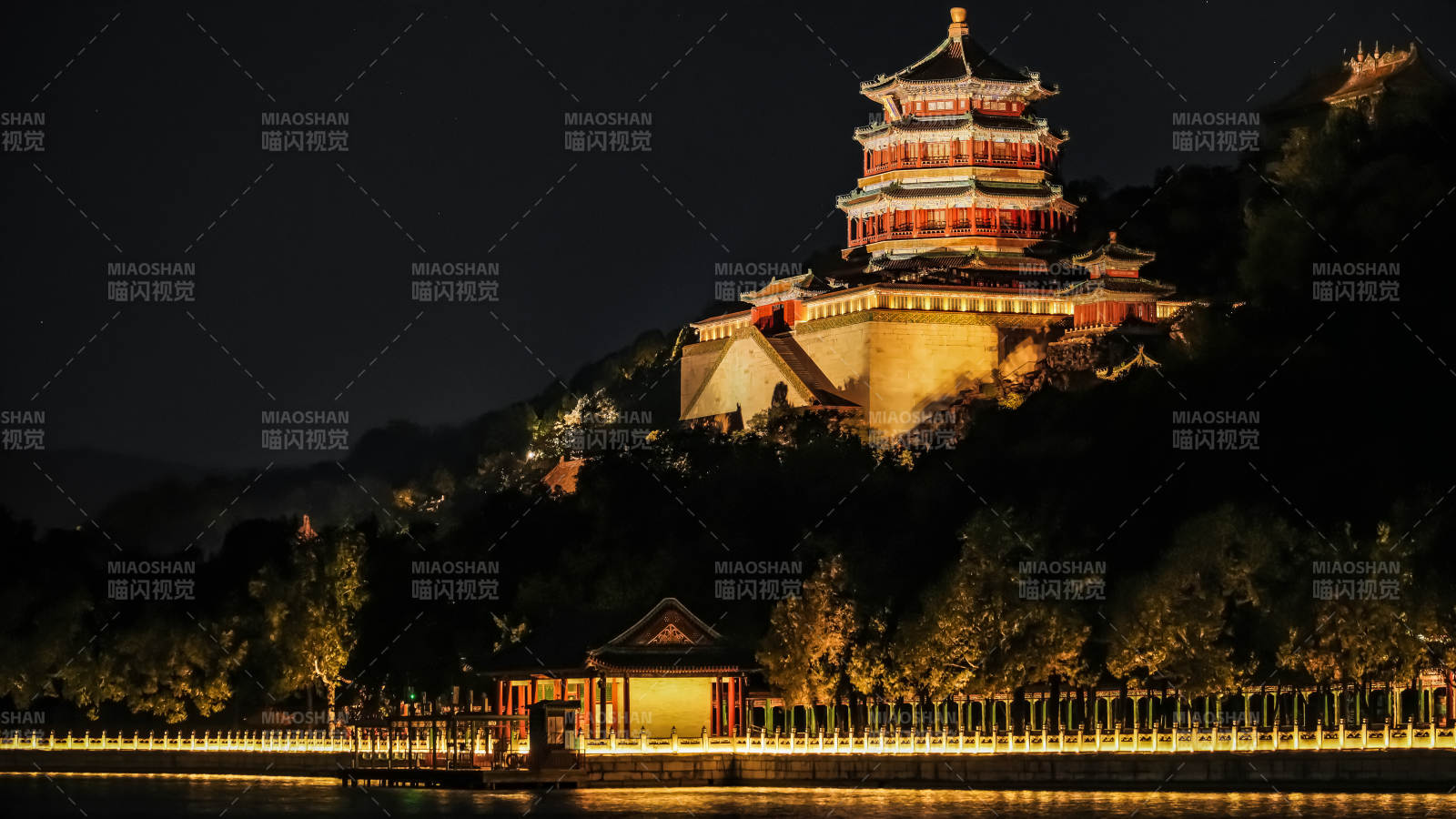 颐和园佛香阁夜色美景图片