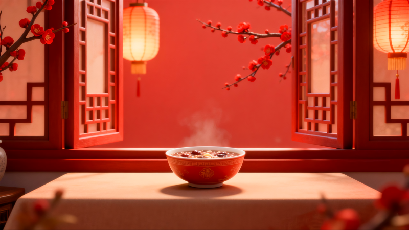 红窗暖灯映年味图片