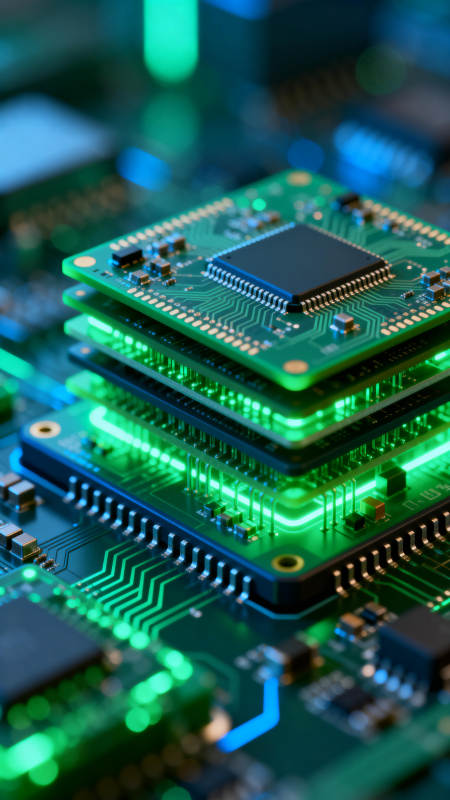 芯片堆叠科技感图片