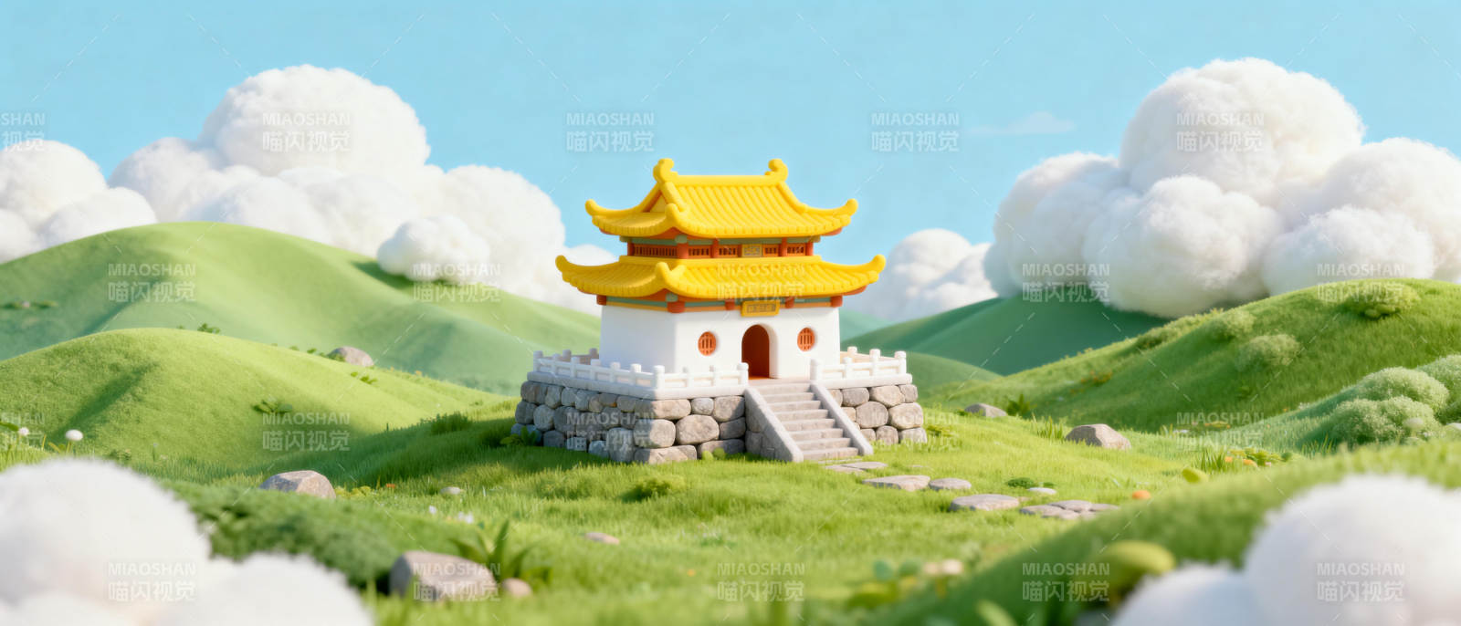 山水间的古塔图片