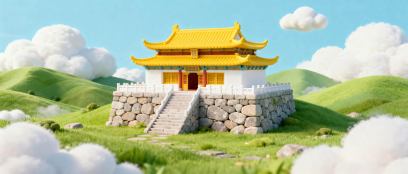 黄瓦白墙古庙图片