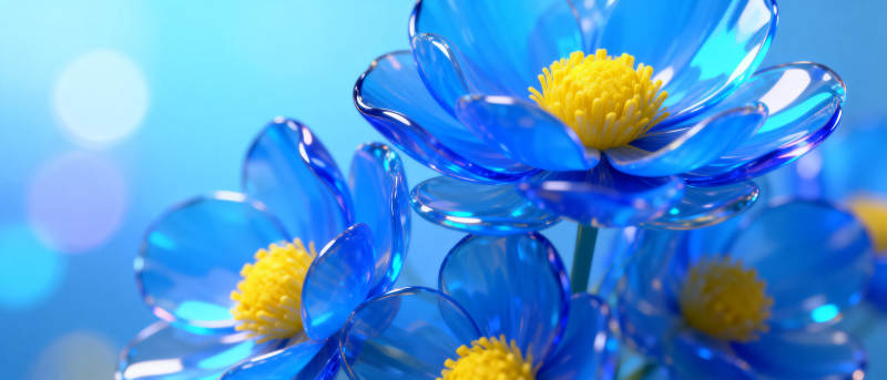 蓝花绽放 晶莹剔透图片