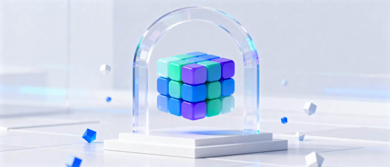 魔方悬浮于透明罩中图片