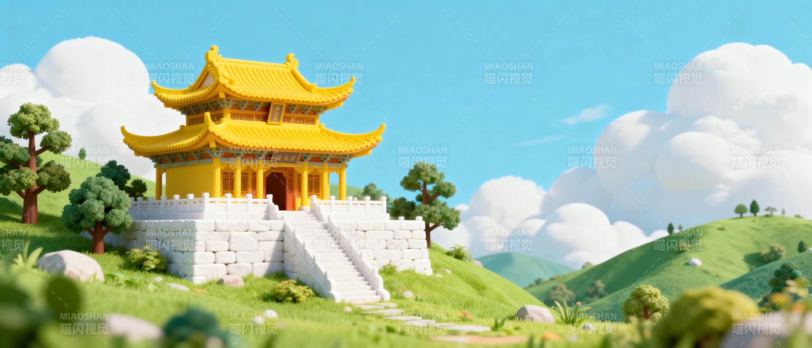 黄顶古亭山间景图片