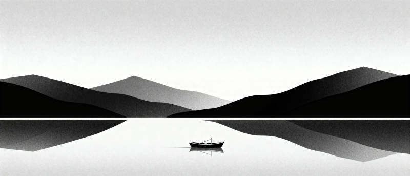 孤舟静泊山水间图片