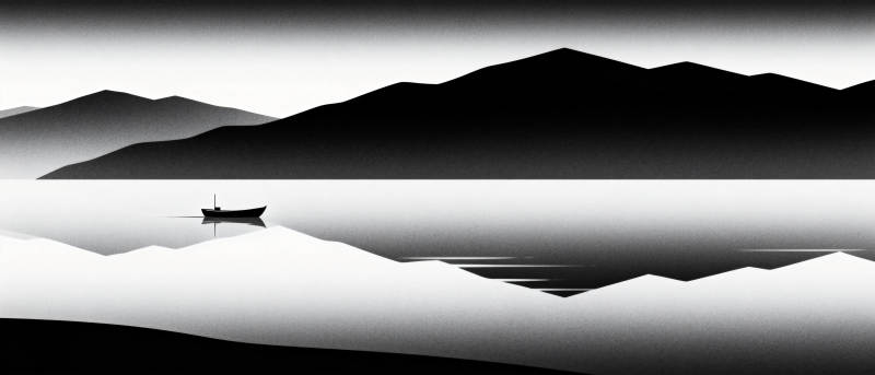 孤舟静泊山水间图片