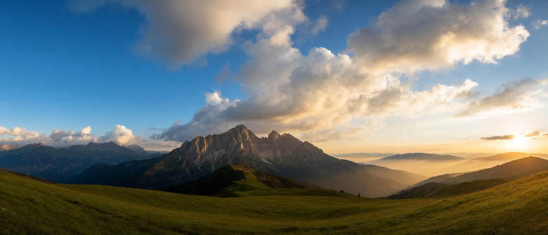 山巅日出云海图片