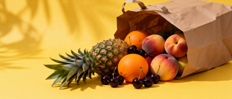 水果缤纷袋中溢图片