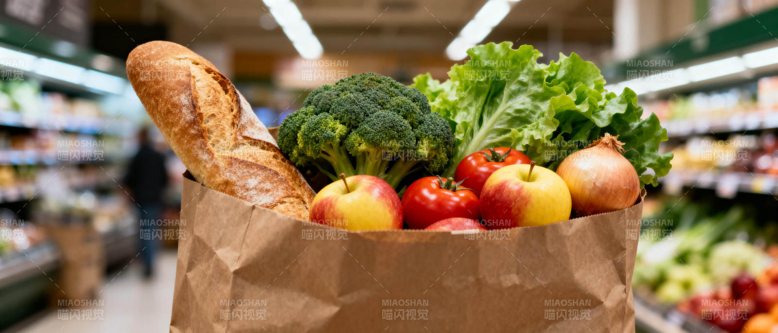 新鲜蔬果购物袋图片