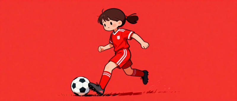 女孩踢足球图片