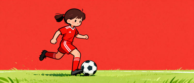 小女孩踢足球图片
