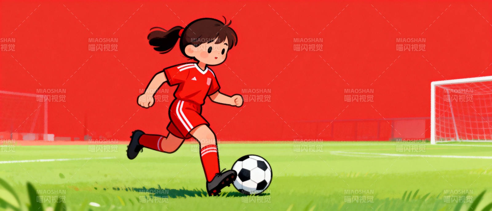 女孩踢足球图片