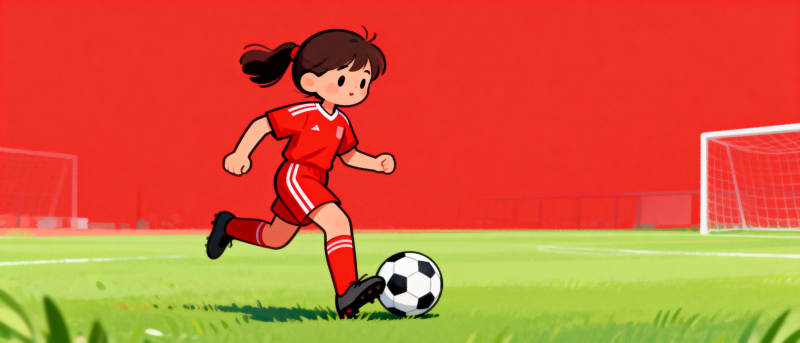 女孩踢足球图片