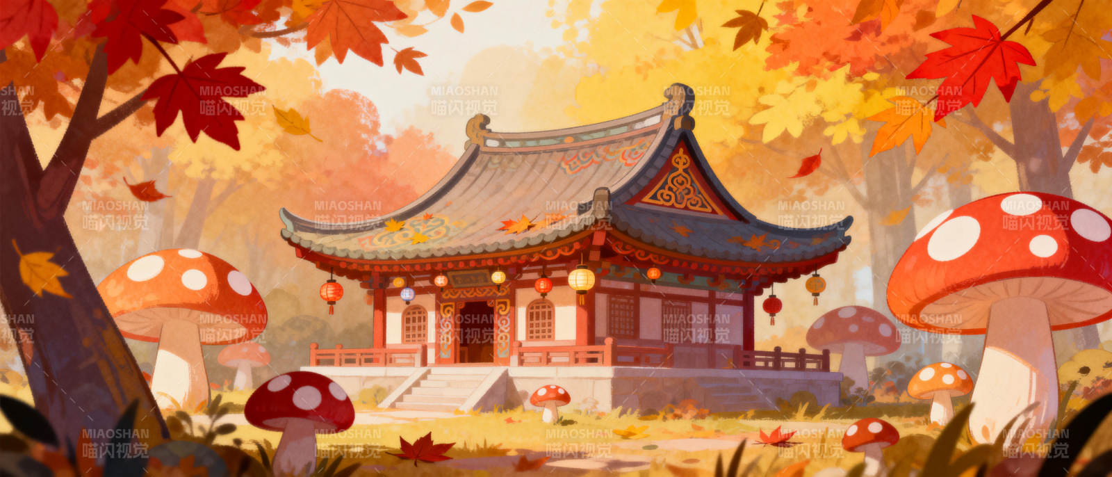 秋日古亭童话图片