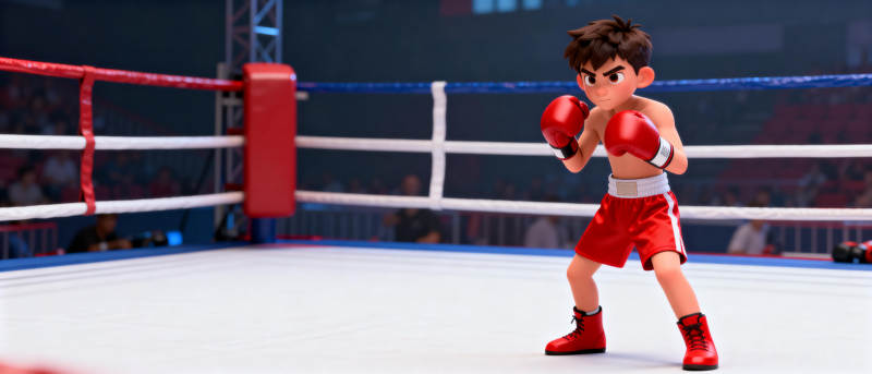拳击少年勇斗擂台图片