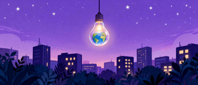 地球灯照亮城市夜图片